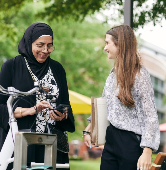 Talking at the bike stand